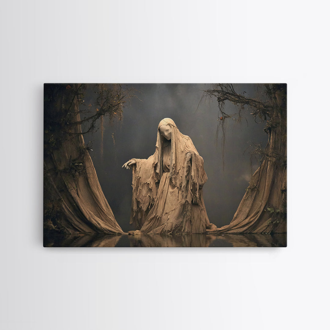 The Tattered Wraith, Symbolist Gothic Landscape, Landscape Wall Art, Dark Halloween Decor, Canvas Print, Halloween Wall Art