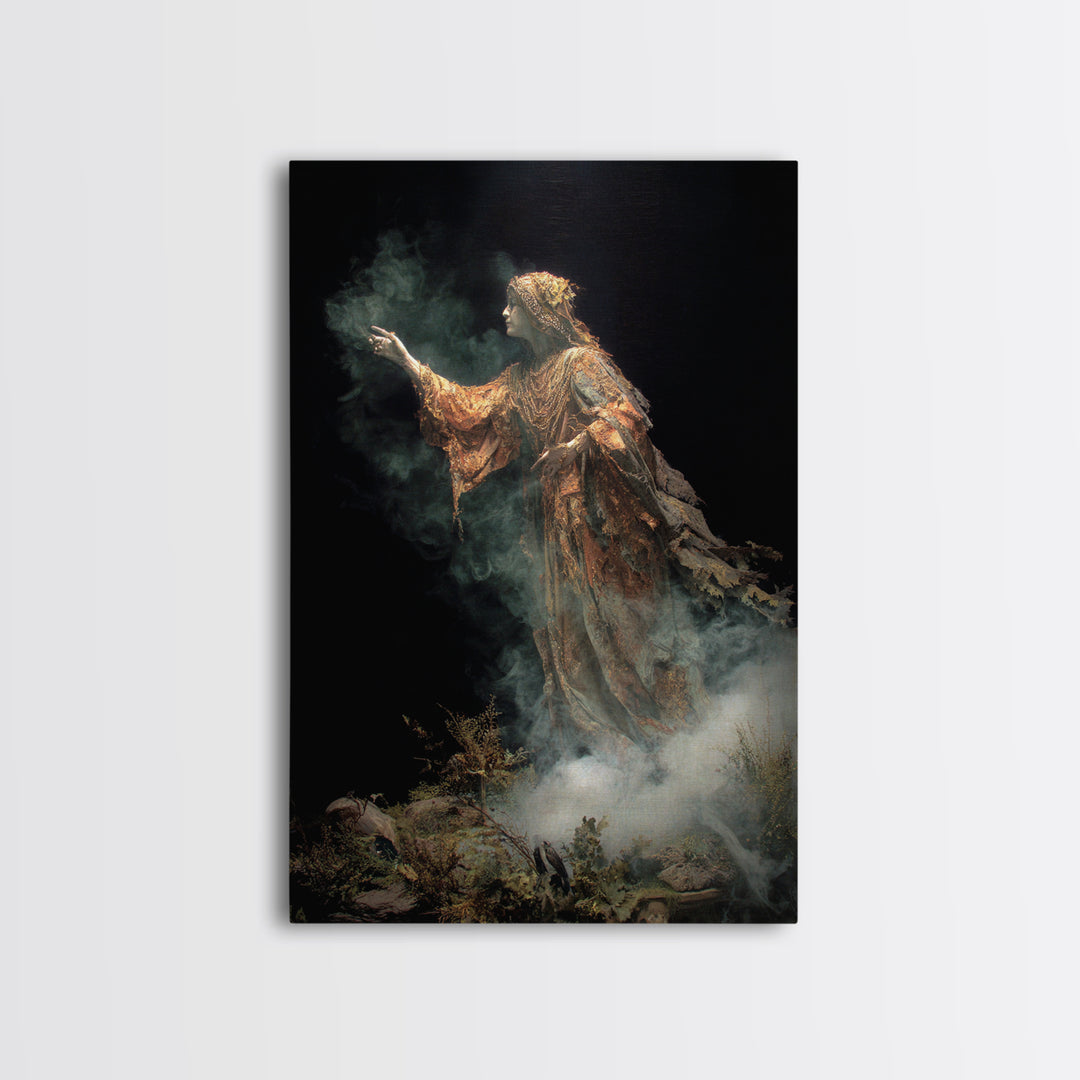 The Tattered Wraith, Ornate Symbolist Art, Vertical Wall Art, Gothic Horror Wall Art, Canvas Print, Halloween Wall Art