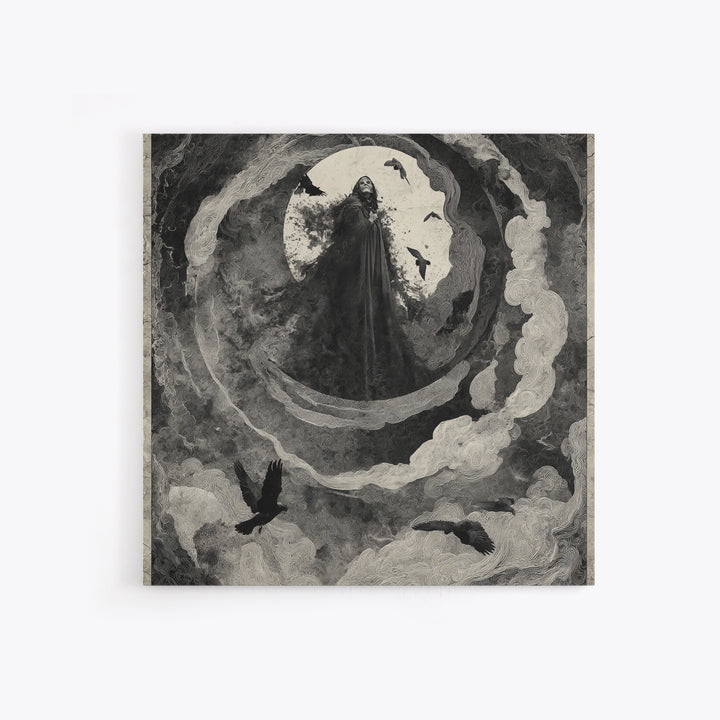 The Tattered Wraith, Dark Symbolist Art, Square Wall Art, Gothic Horror Wall Art, Framed Canvas Print, Halloween Wall Art