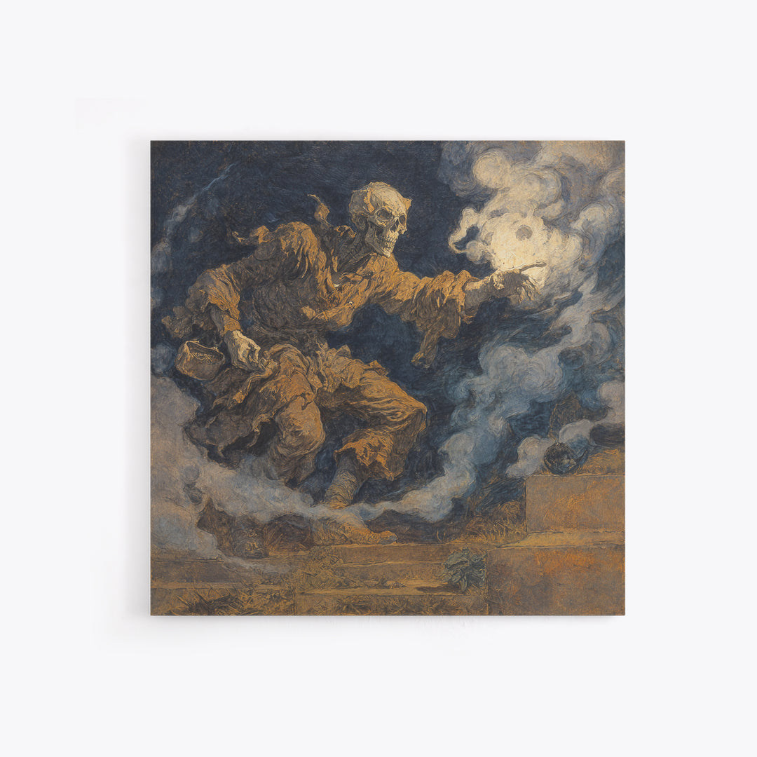 The Tattered Wraith, Grotesque Carnival Art, Square Wall Art, Dark Fantasy Wall Art, Framed Canvas Print, Halloween Wall Art