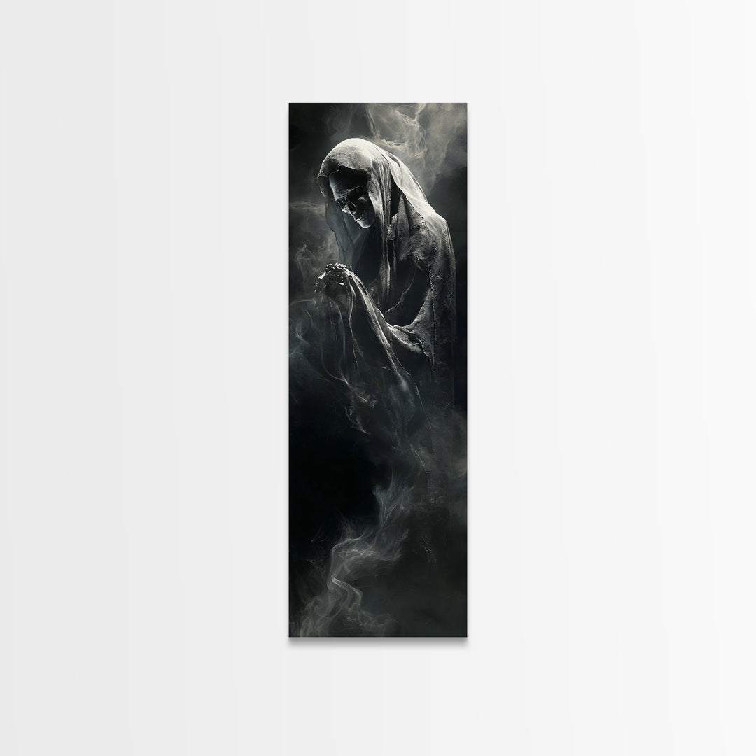 The Tattered Wraith, Biomechanical Horror Art, Tall Narrow Wall Art, Gothic Horror Wall Art, Framed Canvas Print, Halloween Wall Art
