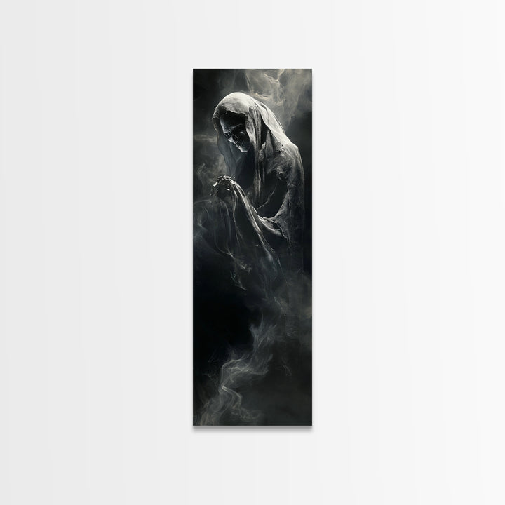 The Tattered Wraith, Biomechanical Horror Art, Tall Narrow Wall Art, Gothic Horror Wall Art, Framed Canvas Print, Halloween Wall Art