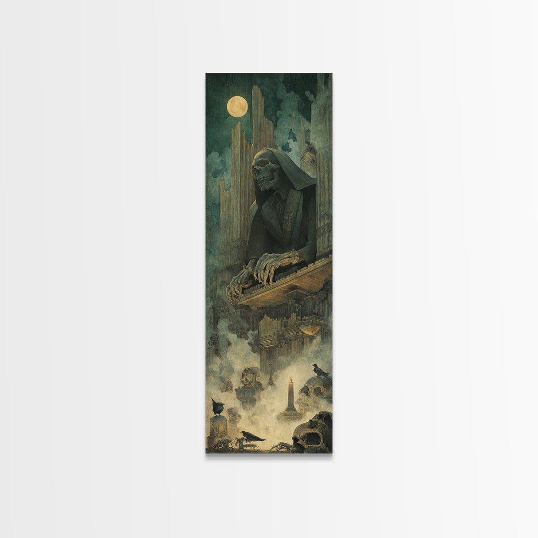 The Phantom Organist, Surreal Apocalyptic Art, Tall Narrow Wall Art, Gothic Horror Wall Art, Canvas Print, Halloween Wall Art