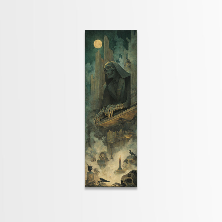 The Phantom Organist, Surreal Apocalyptic Art, Tall Narrow Wall Art, Gothic Horror Wall Art, Canvas Print, Halloween Wall Art
