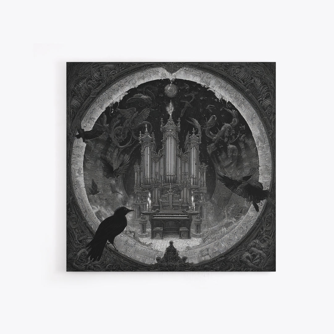 The Phantom Organist, Biomechanical Horror Art, Square Wall Art, Macabre Wall Art, Canvas Print, Halloween Wall Art, Gothic Home Decor
