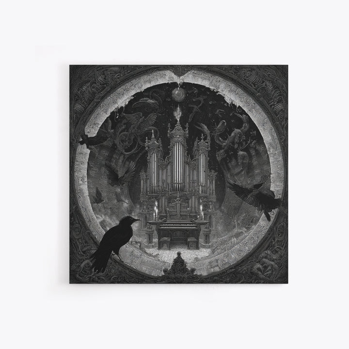 The Phantom Organist, Biomechanical Horror Art, Square Wall Art, Macabre Wall Art, Canvas Print, Halloween Wall Art, Gothic Home Decor