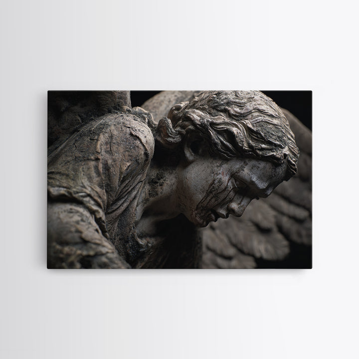 The Weeping Cemetery Angel, Dark Renaissance Art, Landscape Wall Art, Gothic Horror Wall Art, Canvas Print, Halloween Wall Art