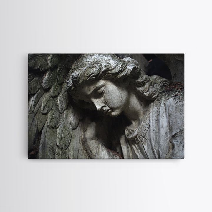 The Weeping Cemetery Angel, Gothic Nightmare Art, Landscape Wall Art, Dark Halloween Decor, Canvas Print, Halloween Wall Art