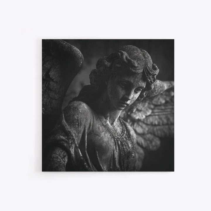 The Weeping Cemetery Angel, Biomechanical Horror Art, Square Wall Art, Gothic Horror Wall Art, Canvas Print, Halloween Wall Art