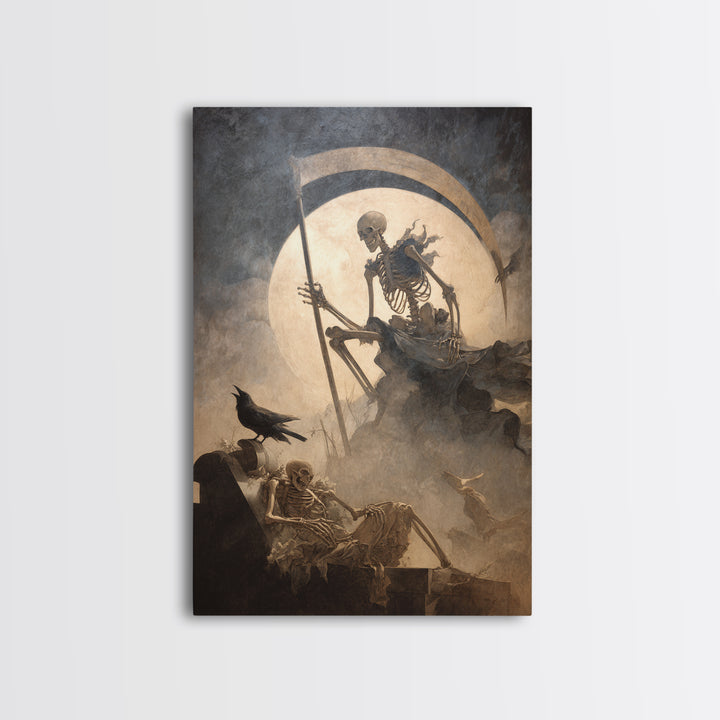 The Fog-Bound Reaper, Gothic Nightmare Art, Vertical Wall Art, Macabre Wall Art, Canvas Print, Halloween Wall Art, Statement Wall Art