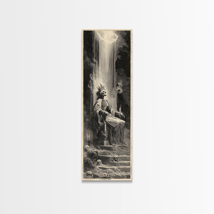 The Bone Queen, Gothic Engraving Art, Tall Narrow Wall Art, Dark Fantasy Wall Art, Framed Canvas Print, Halloween Wall Art