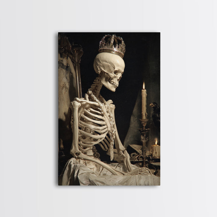 The Bone Queen, Dark Renaissance Art, Vertical Wall Art, Macabre Wall Art, Canvas Print, Halloween Wall Art