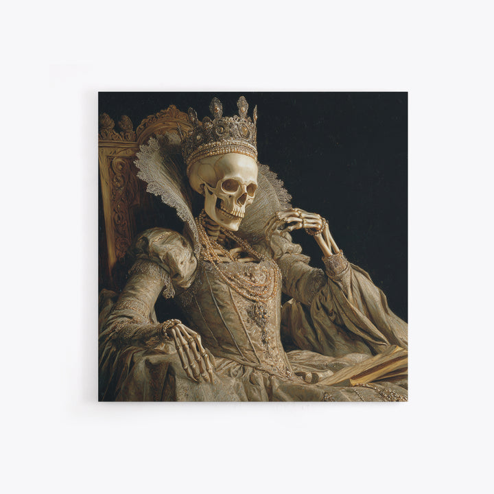 The Bone Queen, Danse Macabre Art, Square Wall Art, Dark Fantasy Wall Art, Canvas Print, Halloween Wall Art