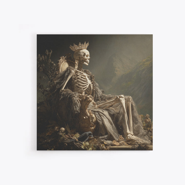 The Bone Queen, Baroque Witchcraft Art, Square Wall Art, Macabre Wall Art, Framed Canvas Print, Halloween Wall Art, Halloween Decor