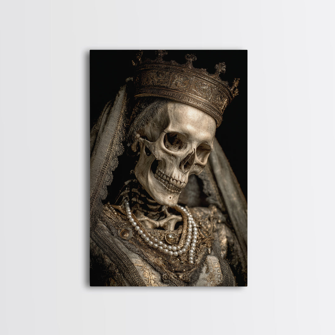 The Bone Queen, Dark Romantic Horror Art, Vertical Wall Art, Dark Fantasy Wall Art, Framed Canvas Print, Halloween Wall Art