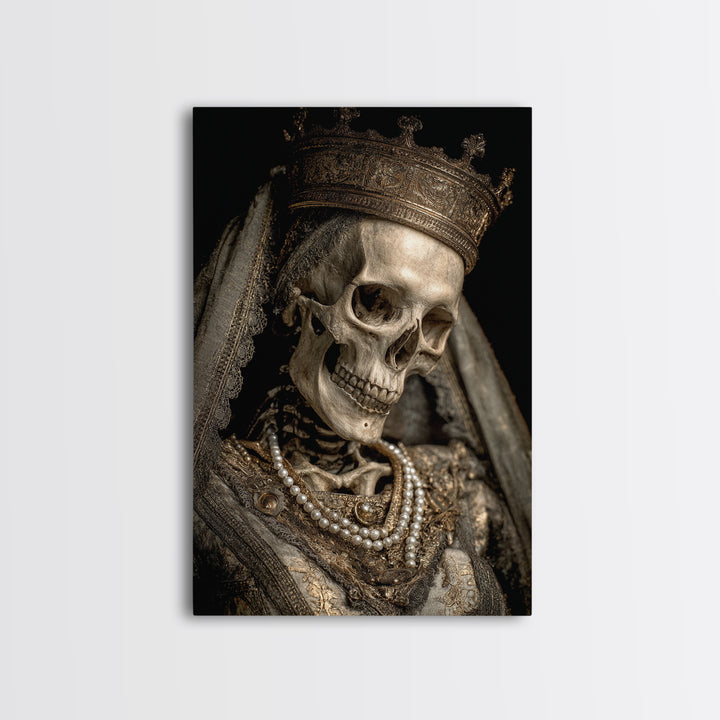 The Bone Queen, Dark Romantic Horror Art, Vertical Wall Art, Dark Fantasy Wall Art, Framed Canvas Print, Halloween Wall Art