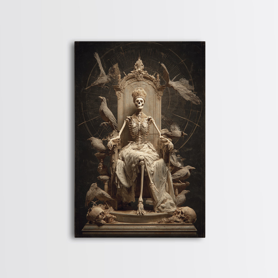 The Bone Queen, Gothic Nightmare Art, Vertical Wall Art, Dark Halloween Decor, Framed Canvas Print, Halloween Wall Art