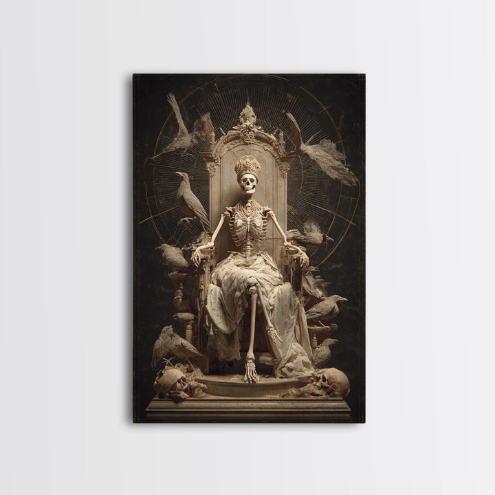 The Bone Queen, Gothic Nightmare Art, Vertical Wall Art, Dark Halloween Decor, Framed Canvas Print, Halloween Wall Art