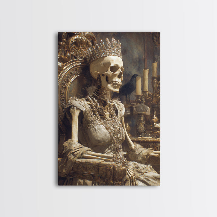 The Bone Queen, Ornate Symbolist Art, Vertical Wall Art, Dark Fantasy Wall Art, Canvas Print, Halloween Wall Art, Horror Wall Art