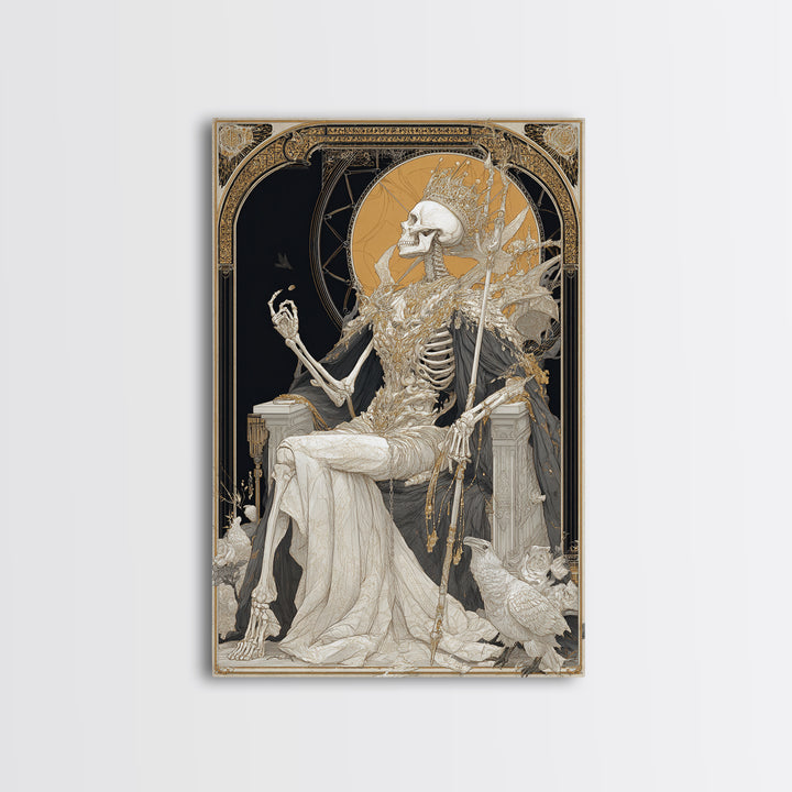 The Bone Queen, Symbolist Death Art, Vertical Wall Art, Macabre Wall Art, Canvas Print, Halloween Wall Art, Gothic Home Decor