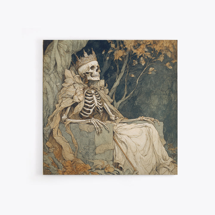 The Bone Queen, Gothic Storybook Art, Square Wall Art, Gothic Horror Wall Art, Canvas Print, Halloween Wall Art, Gothic Home Decor
