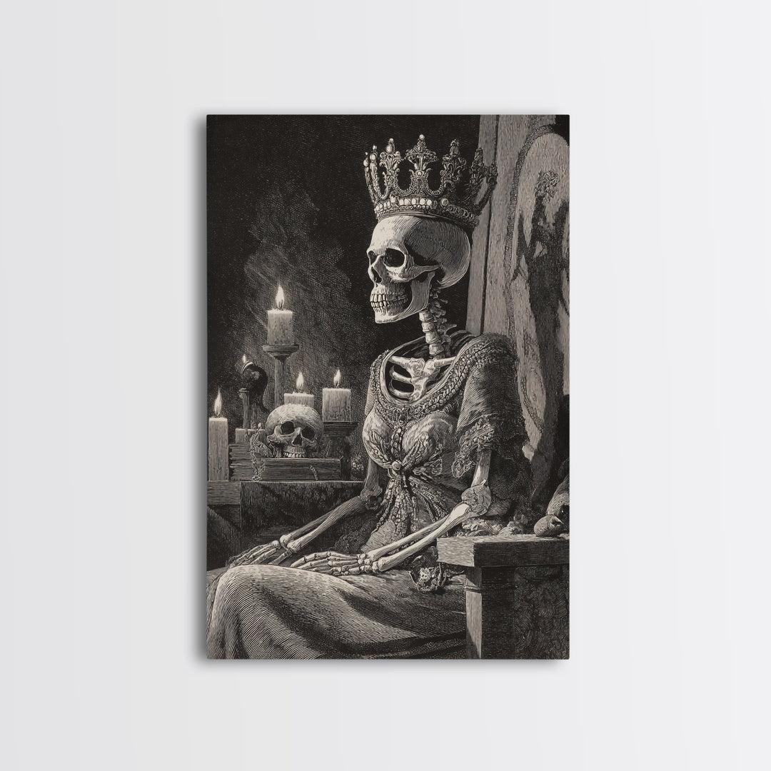 The Bone Queen, Victorian Macabre Art, Vertical Wall Art, Macabre Wall Art, Framed Canvas Print, Halloween Wall Art