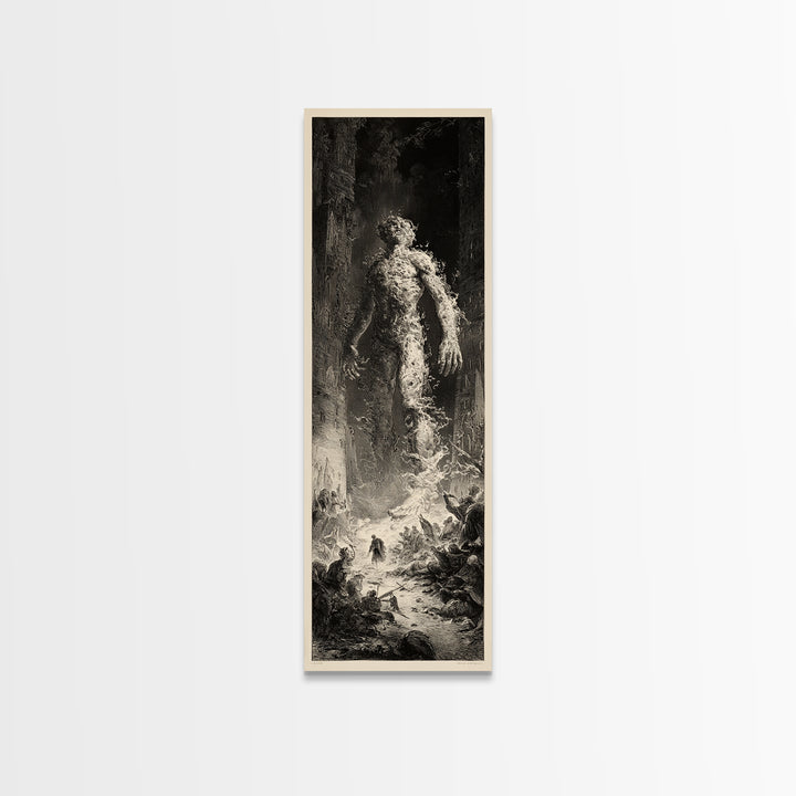 The Candlewax Man, Gothic Engraving Art, Tall Narrow Wall Art, Gothic Horror Wall Art, Framed Canvas Print, Halloween Wall Art