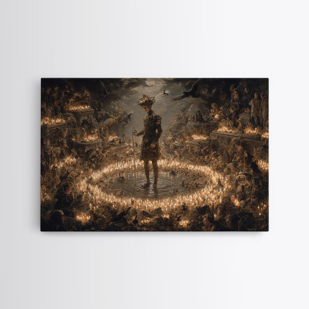 The Candlewax Man, Medieval Grotesque Art, Landscape Wall Art, Dark Fantasy Wall Art, Framed Canvas Print, Halloween Wall Art