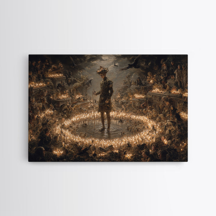 The Candlewax Man, Medieval Grotesque Art, Landscape Wall Art, Dark Fantasy Wall Art, Framed Canvas Print, Halloween Wall Art