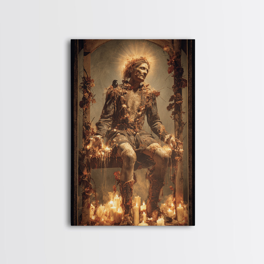 The Candlewax Man, Dark Renaissance Art, Vertical Wall Art, Dark Fantasy Wall Art, Canvas Print, Halloween Wall Art