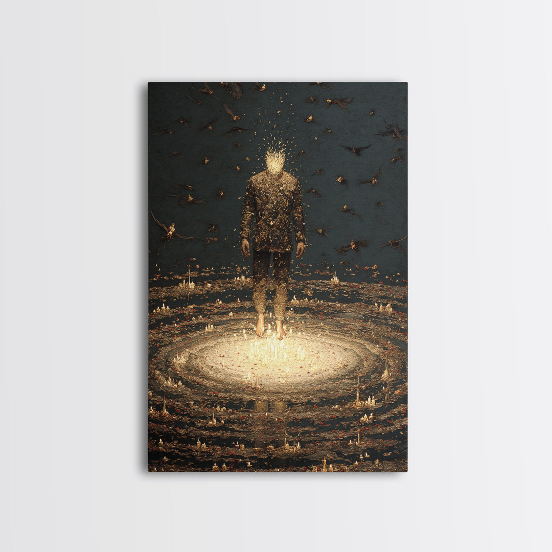 The Candlewax Man, Dark Romantic Horror Art, Vertical Wall Art, Macabre Wall Art, Framed Canvas Print, Halloween Wall Art