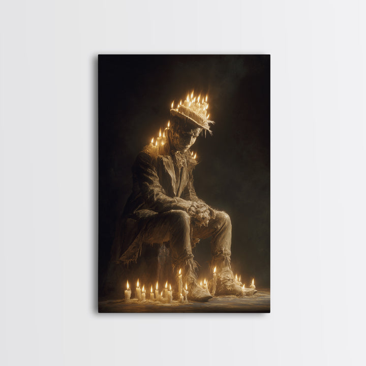 The Candlewax Man, Gothic Nightmare Art, Vertical Wall Art, Dark Halloween Decor, Framed Canvas Print, Halloween Wall Art