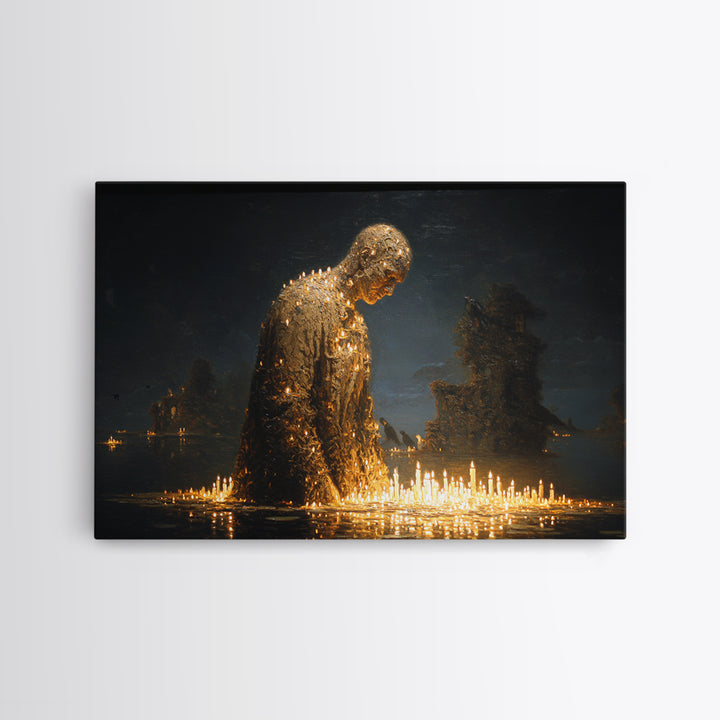 The Candlewax Man, Symbolist Gothic Landscape, Landscape Wall Art, Gothic Horror Wall Art, Canvas Print, Halloween Wall Art