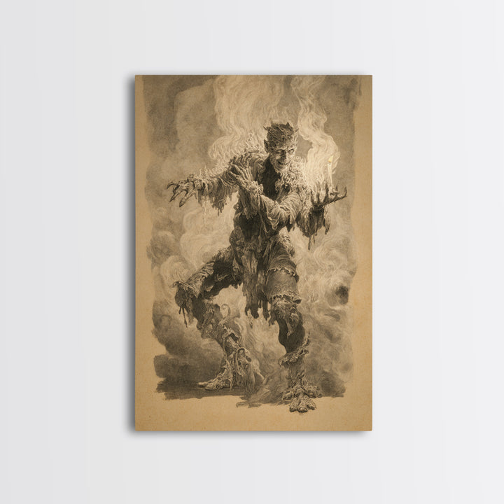 The Candlewax Man, Decadent Gothic Art, Vertical Wall Art, Dark Fantasy Wall Art, Framed Canvas Print, Halloween Wall Art
