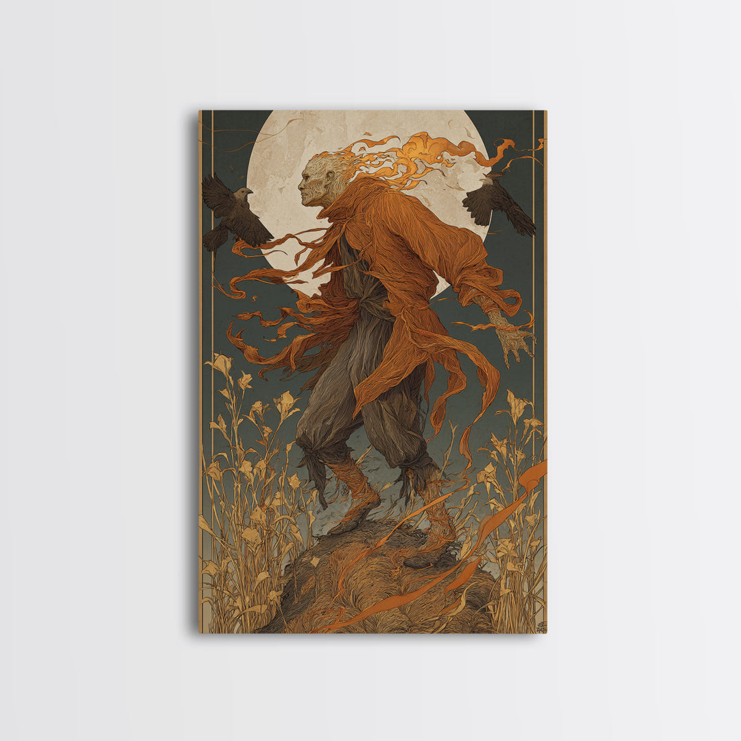 The Candlewax Man, Symbolist Death Art, Vertical Wall Art, Macabre Wall Art, Framed Canvas Print, Halloween Wall Art