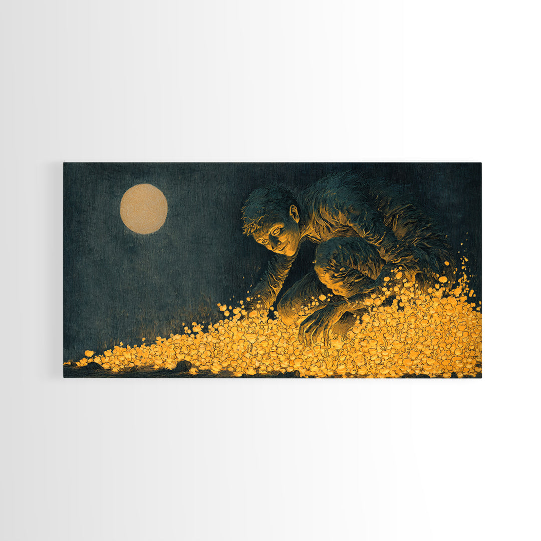 The Candlewax Man, Expressionist Nightmare Art, Wide Panoramic Art, Dark Halloween Decor, Canvas Print, Halloween Wall Art