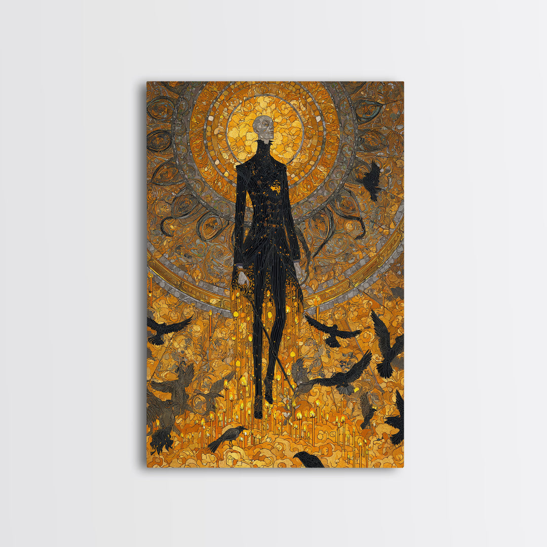 The Candlewax Man, Stained Glass Gothic Art, Vertical Wall Art, Gothic Horror Wall Art, Canvas Print, Halloween Wall Art, Halloween Decor