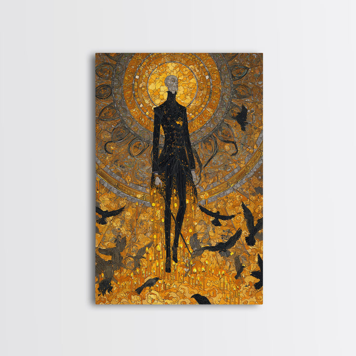 The Candlewax Man, Stained Glass Gothic Art, Vertical Wall Art, Gothic Horror Wall Art, Canvas Print, Halloween Wall Art, Halloween Decor