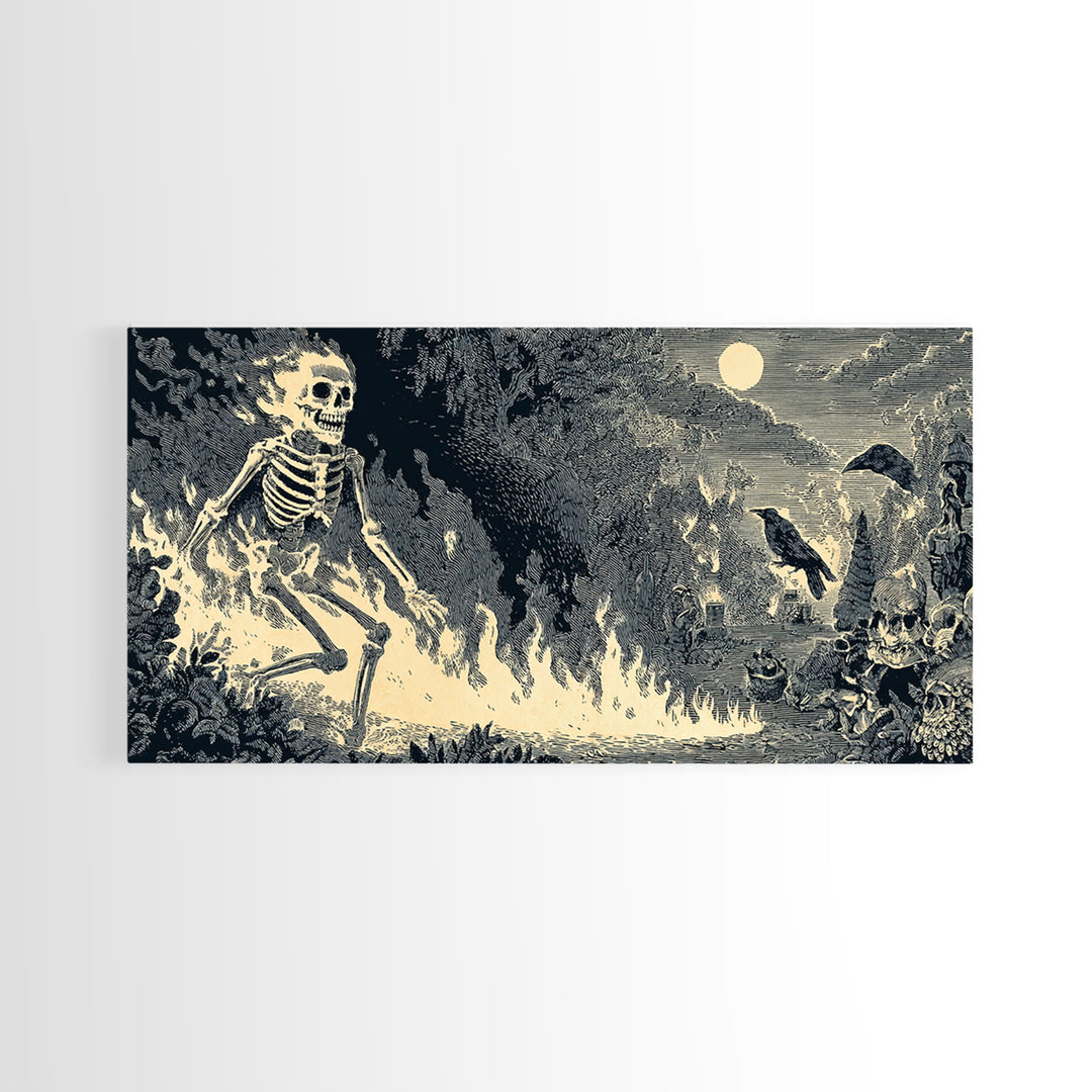 The Candlewax Man, Macabre Folk Print Art, Wide Panoramic Art, Dark Fantasy Wall Art, Canvas Print, Halloween Wall Art