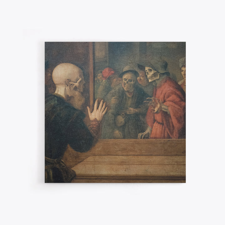 The Mirror Spirit, Danse Macabre Art, Square Wall Art, Dark Halloween Decor, Framed Canvas Print, Halloween Wall Art