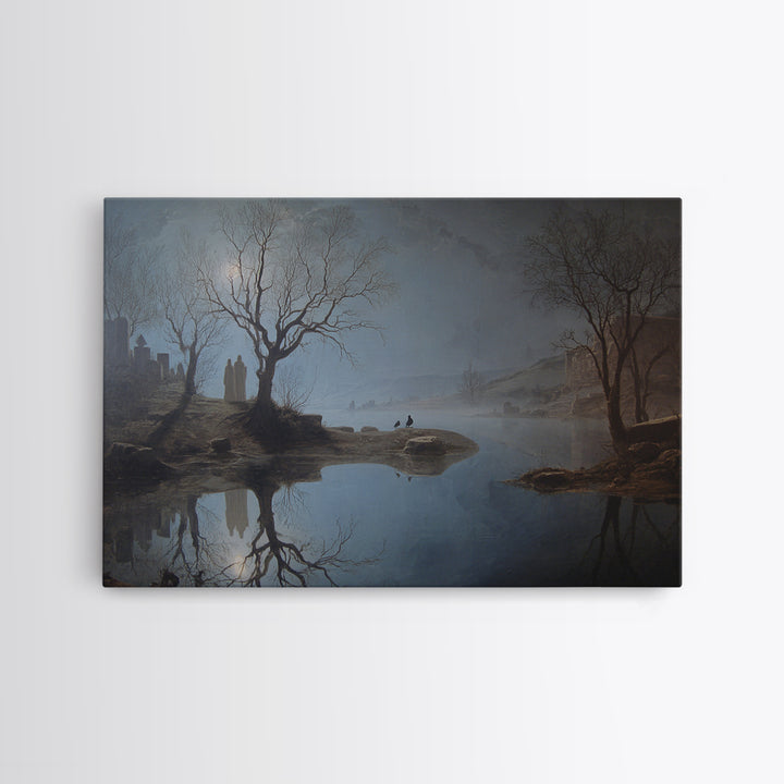 The Mirror Spirit, Romantic Gothic Landscape, Landscape Wall Art, Macabre Wall Art, Canvas Print, Halloween Wall Art