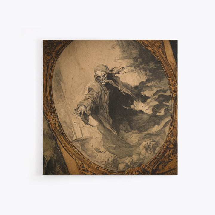 The Mirror Spirit, Decadent Gothic Art, Square Wall Art, Dark Halloween Decor, Framed Canvas Print, Halloween Wall Art