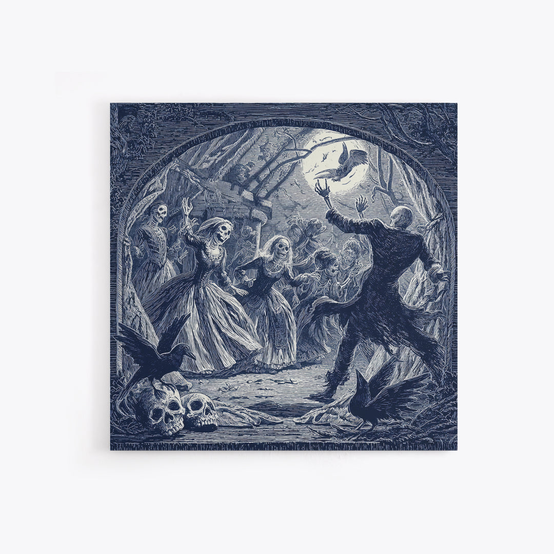 The Mirror Spirit, Macabre Folk Print Art, Square Wall Art, Dark Halloween Decor, Canvas Print, Halloween Wall Art