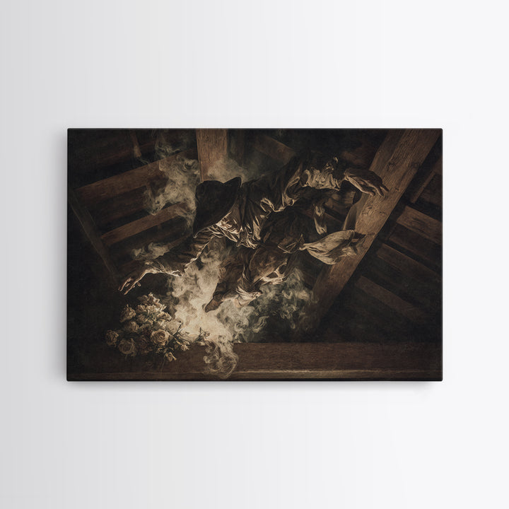 The Attic Whisperer, Dark Renaissance Art, Landscape Wall Art, Macabre Wall Art, Canvas Print, Halloween Wall Art