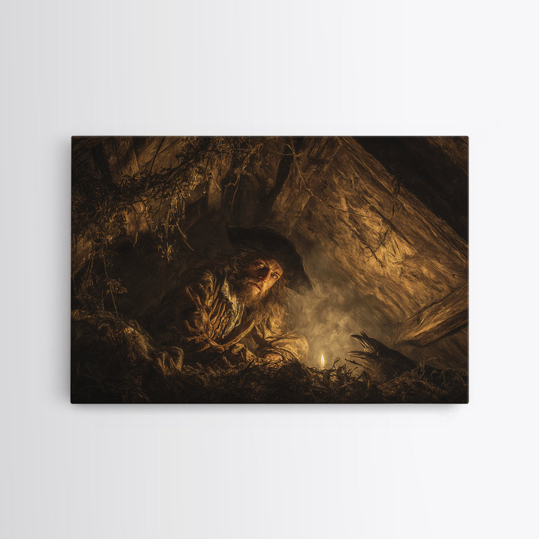 The Attic Whisperer, Baroque Witchcraft Art, Landscape Wall Art, Dark Halloween Decor, Canvas Print, Halloween Wall Art