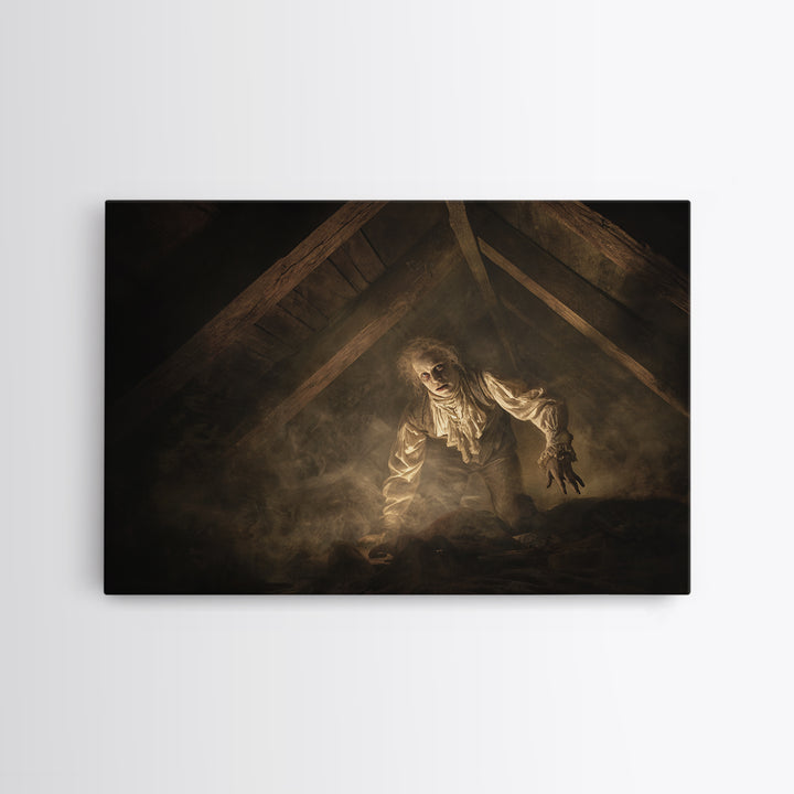 The Attic Whisperer, Gothic Nightmare Art, Landscape Wall Art, Gothic Horror Wall Art, Canvas Print, Halloween Wall Art