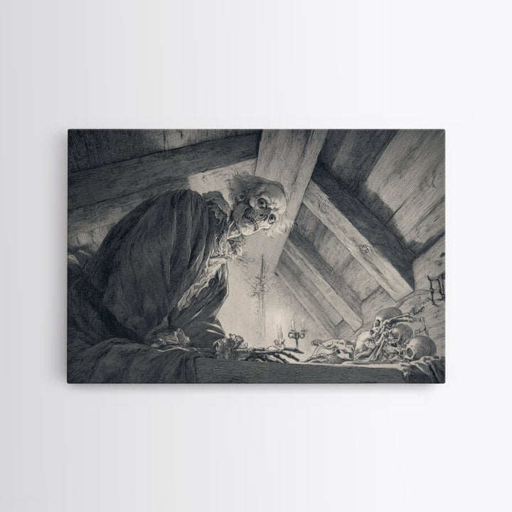 The Attic Whisperer, Decadent Gothic Art, Landscape Wall Art, Dark Halloween Decor, Canvas Print, Halloween Wall Art