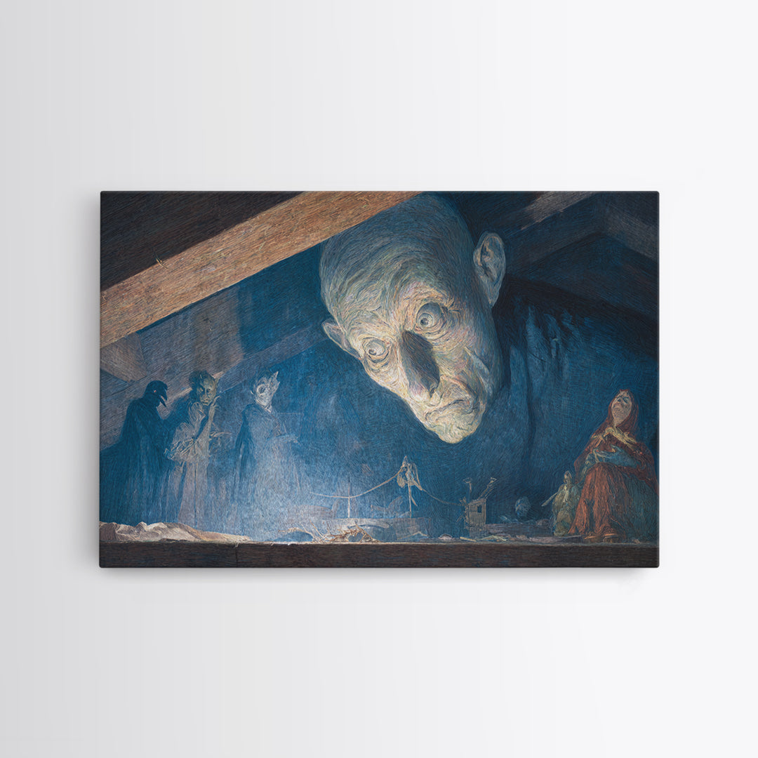 The Attic Whisperer, Expressionist Gothic Art, Landscape Wall Art, Dark Fantasy Wall Art, Framed Canvas Print, Halloween Wall Art