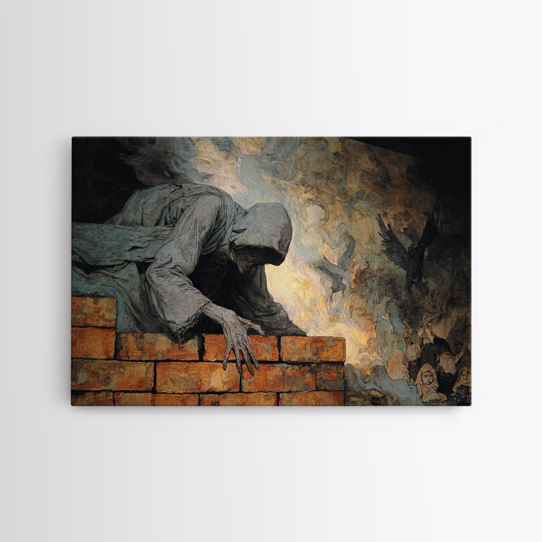 The Chimney Phantom, Dark Renaissance Art, Landscape Wall Art, Dark Fantasy Wall Art, Canvas Print, Halloween Wall Art
