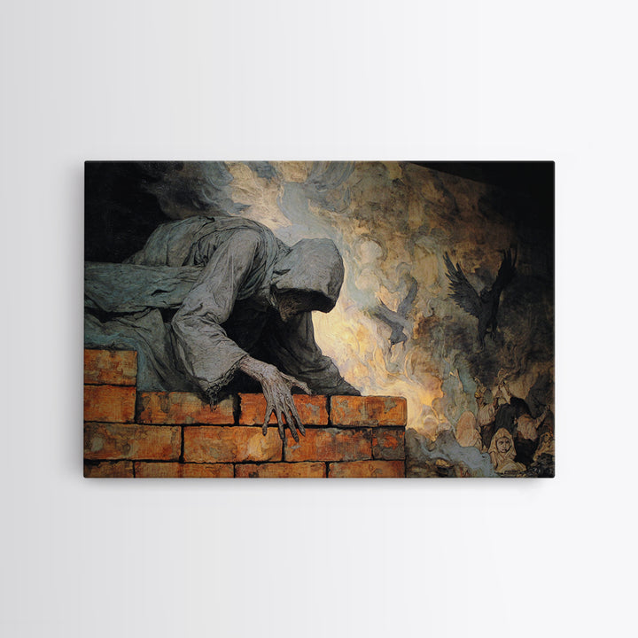The Chimney Phantom, Dark Renaissance Art, Landscape Wall Art, Dark Fantasy Wall Art, Canvas Print, Halloween Wall Art